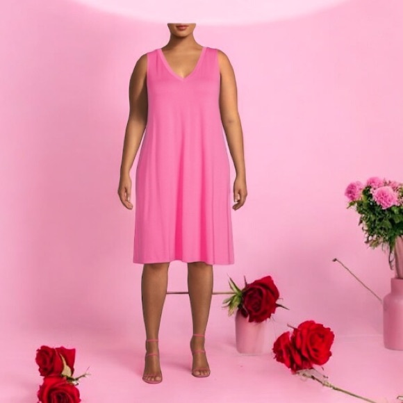 Terra & Sky Dresses & Skirts - * Terra & Sky  womens Plus size 1X flip flop midi dress solid pink